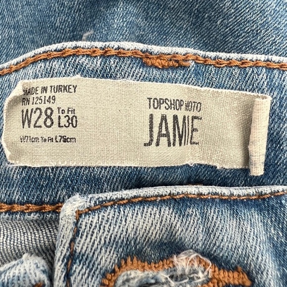 Top Shop Moto Jamie Patchwork Distressed Skinny Jeans Size 28 Women’s - Picture 2 of 8